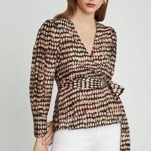 NEVER WORN with Tags BCBG MAX AZRIA SANDY DOTS WRAP TOP SIZE XS